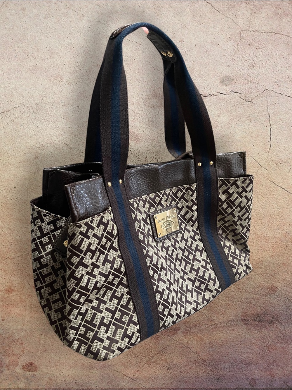 Tommy Hilfiger Vintage Monogram Canvas Tote Bag